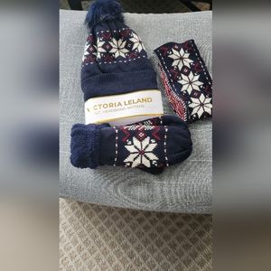 Women's winter hat headband and gloves set
